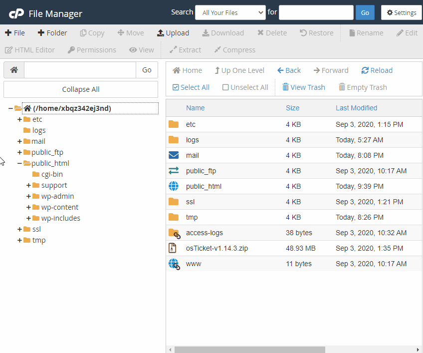 Renaming directory in cPanel